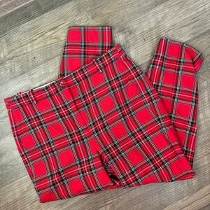 J. Crew Red Plaid Christmas Straight Leg Slacks Size L